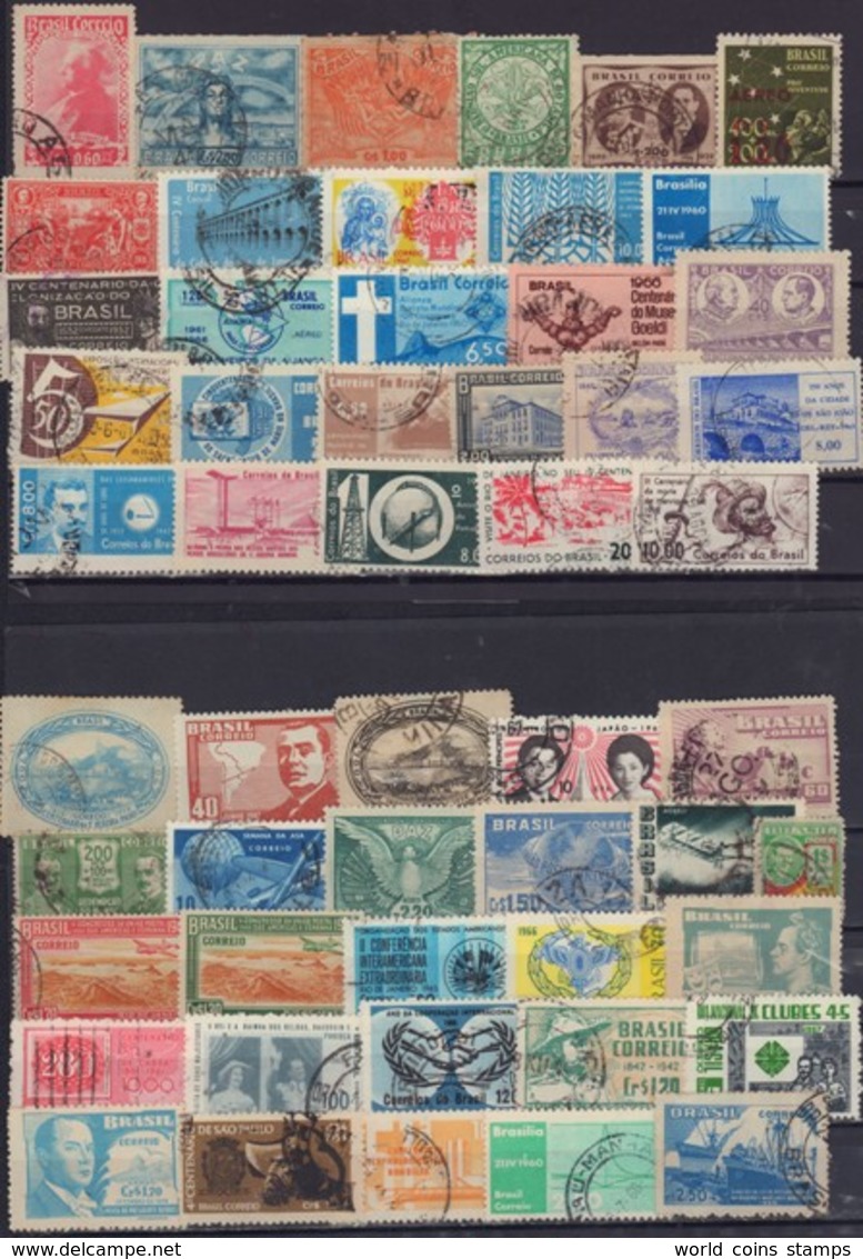 Brazil 500 used Different Stamps + souvenir sheet