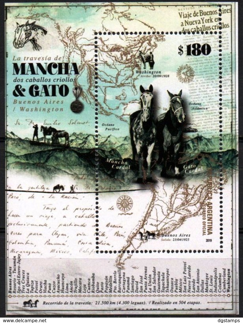 Argentina 2019 ** Mancha & Gato. Caballos Criollos. Mapa. Montañas. - Ungebraucht