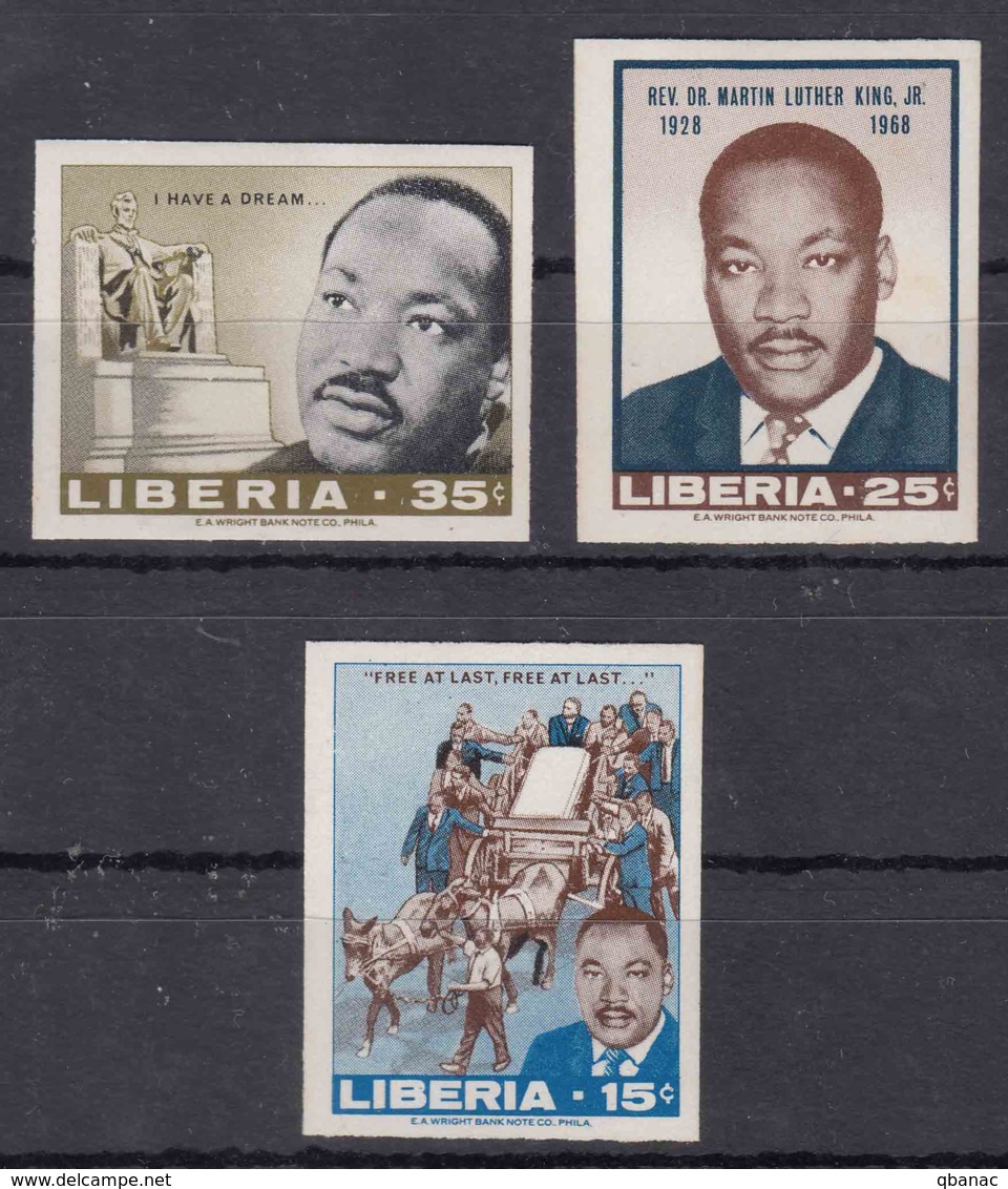 Liberia 1968 Martin Luther King Mi#702-704 Imperforated, Mint Never Hinged - Martin Luther King