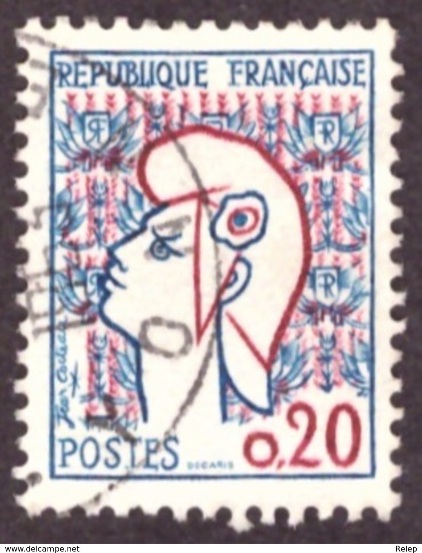 France   1961- Yt N°1282  Marianne De Cocteau - 1961 Marianne (Cocteau)
