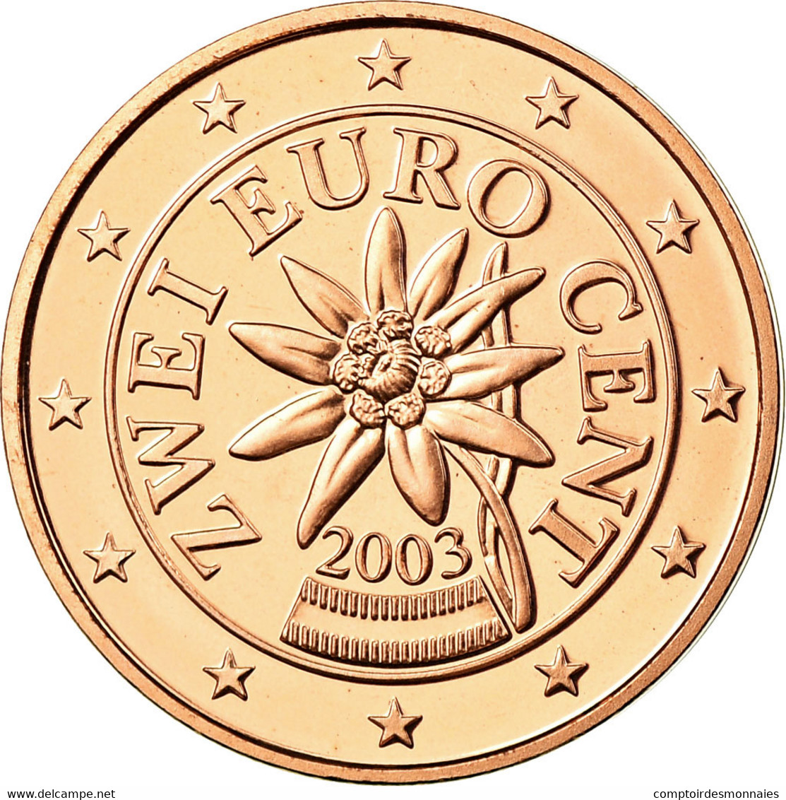 Autriche, 2 Euro Cent, 2003, FDC, Copper Plated Steel, KM:3083 - Autriche
