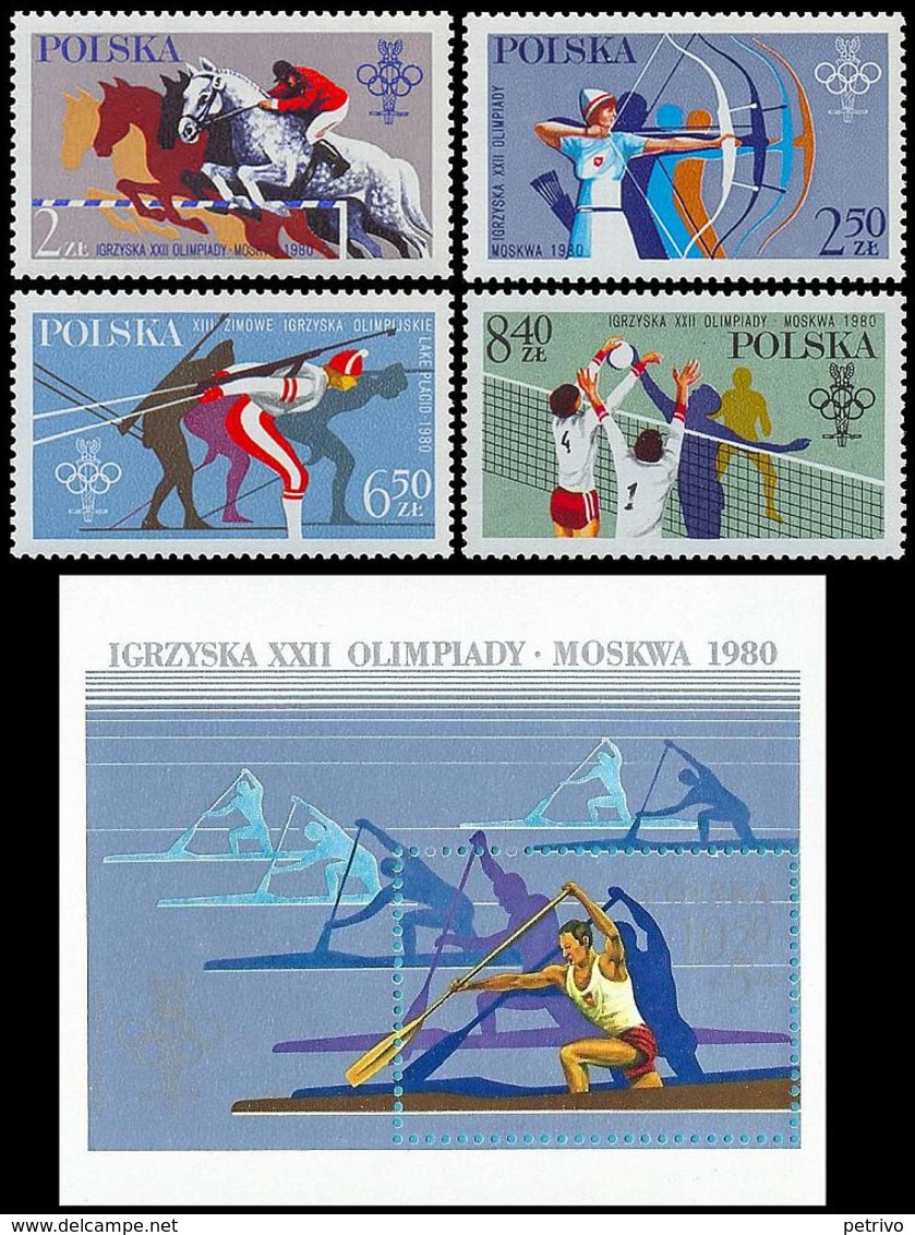 ** Poland - 1980 - Olympic Games 1980 - Mi. 2674-7, Bl. 81 - Estate 1980: Mosca