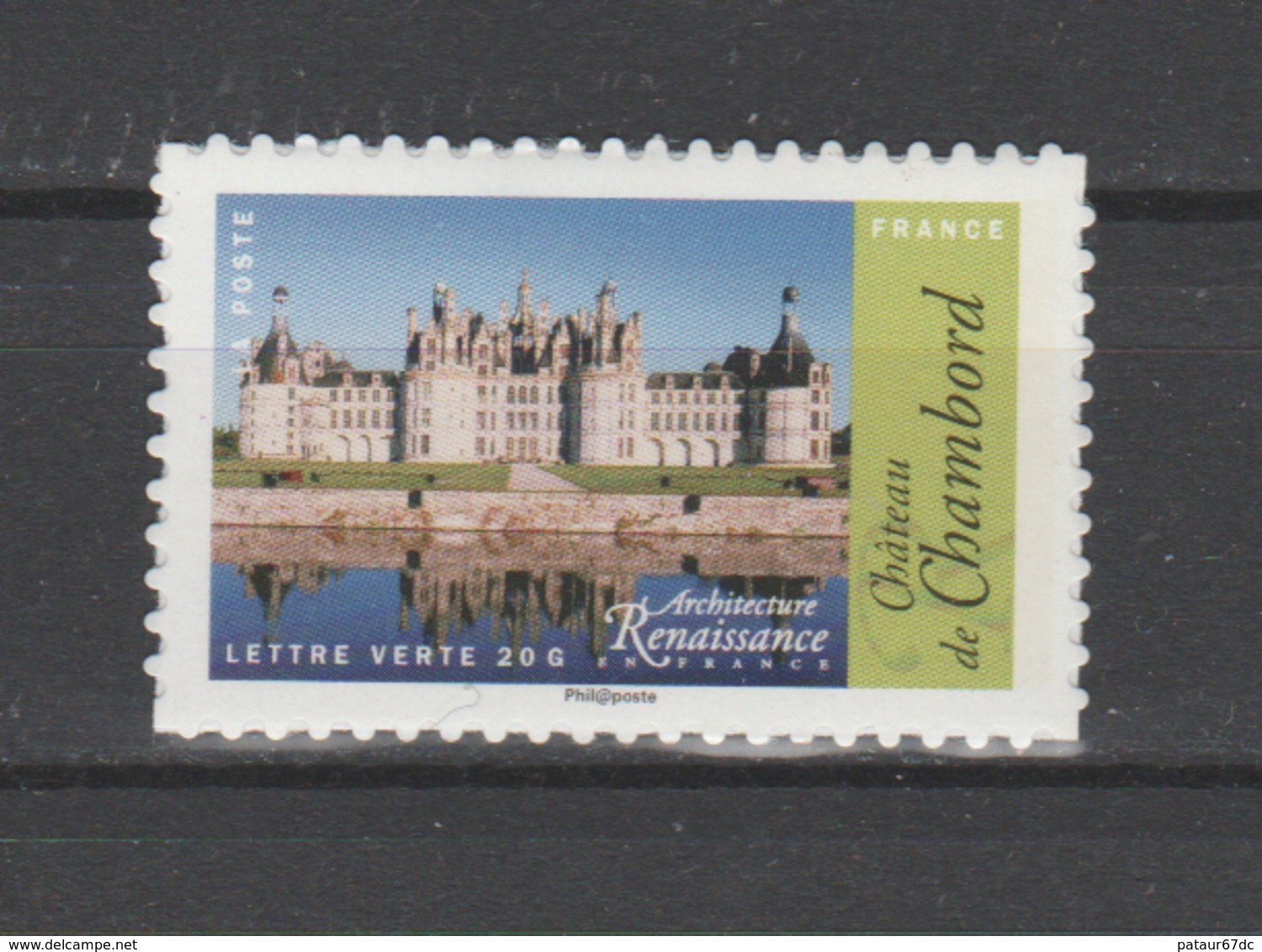 FRANCE / 2015 / Y&T N° AA 1114A ** : "Architecture Renaissance" (Chambord) TVP LV De Feuille Adhésive X 1 - Altri & Non Classificati