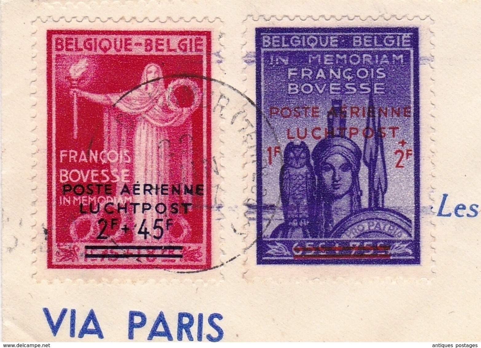 Lettre 1947 Inauguration Aérodrome Namur Temploux Poste Aérienne François Bovesse - Covers & Documents