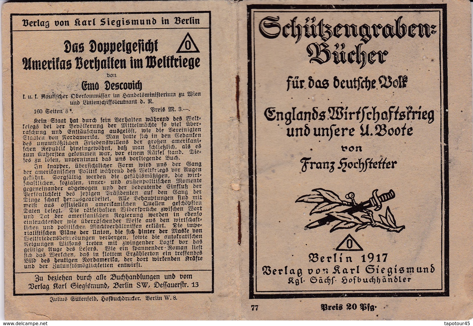 C 8) Livre  Militaria   1917  (Fmt 13 X 10 ) Pg 50 (tachée Dans Les Coins) - Duits