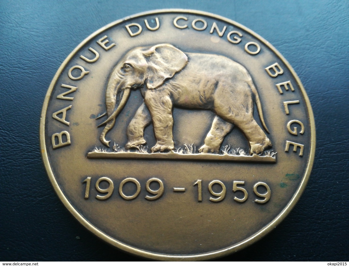 BANQUE CONGO BELGE MÉDAILLE COMMÉMORATIVE  ANNÉE 1959 MATADI LÉOPOLDVILLE COLONIE BELGIQUE