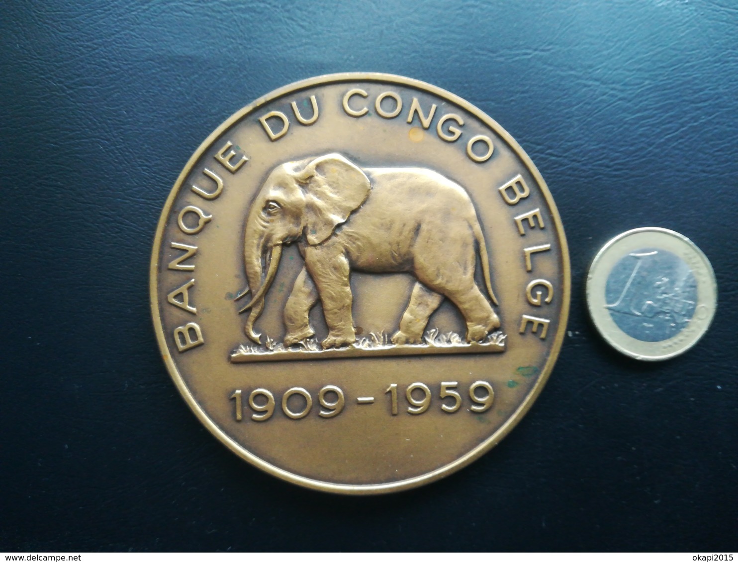 BANQUE CONGO BELGE MÉDAILLE COMMÉMORATIVE  ANNÉE 1959 MATADI LÉOPOLDVILLE COLONIE BELGIQUE