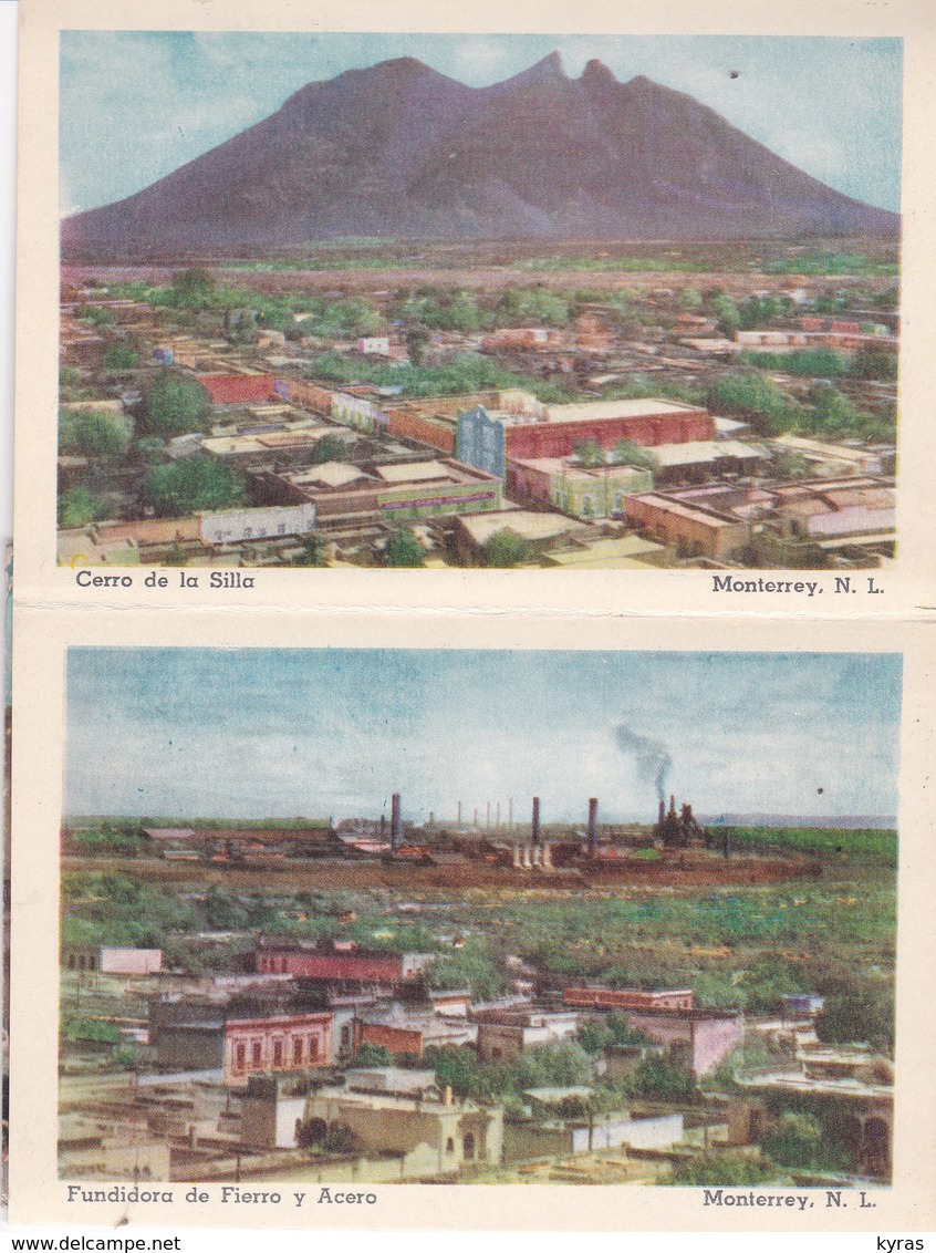 MEXIQUE . MONTEREY Nuevo Leon .Carte-Lettre Dépliant 18 Vues 10x15 (dont "Fundidora De Fierro Y Acero" ) - Mexico