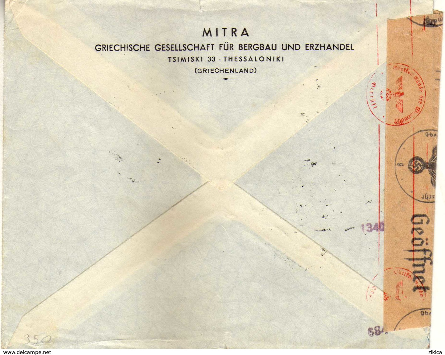 Greece - Thessaloniki Letter 1942 Via ( Jablonec Nad Nisou ) Czech Republic, Gablonz An Der Neisse - Germany,censorship - Brieven En Documenten