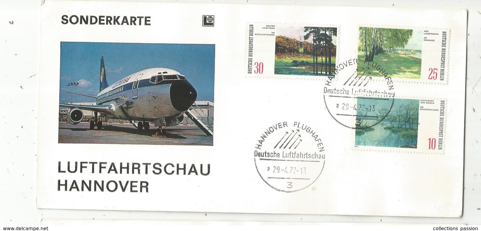 Aviation,avion, HANNOVER FLUGHAFEN ,1972 , Sonderkarte ,Luftfahrtschau Hannover, Frais Fr 1.55 E - Airplanes