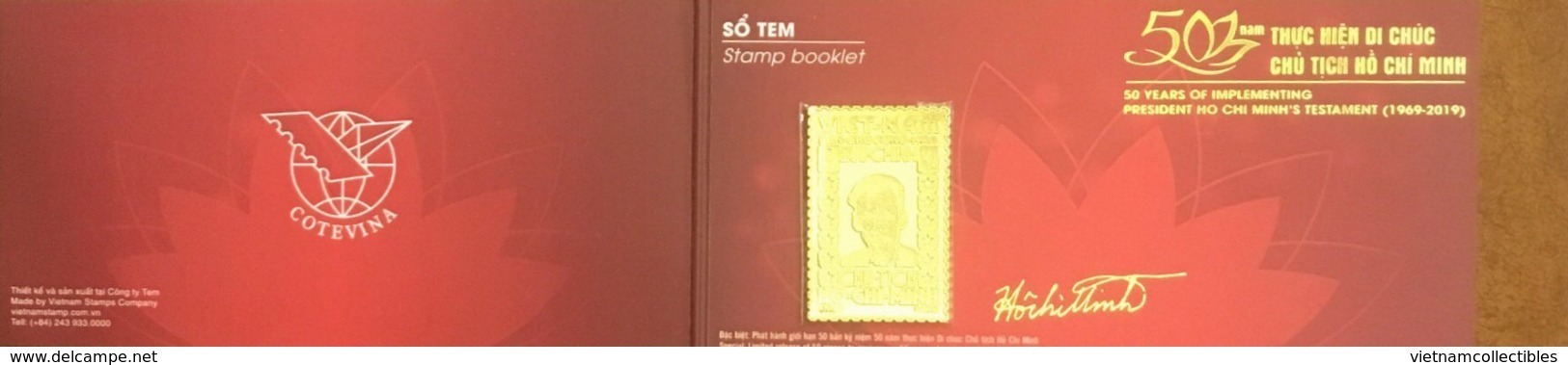 Viet Nam Vietnam Special Booklet 2019 With Gold Plated Stamp : 50th Years Of Pres. Ho's Testament - LIMIT EDITION - Vietnam