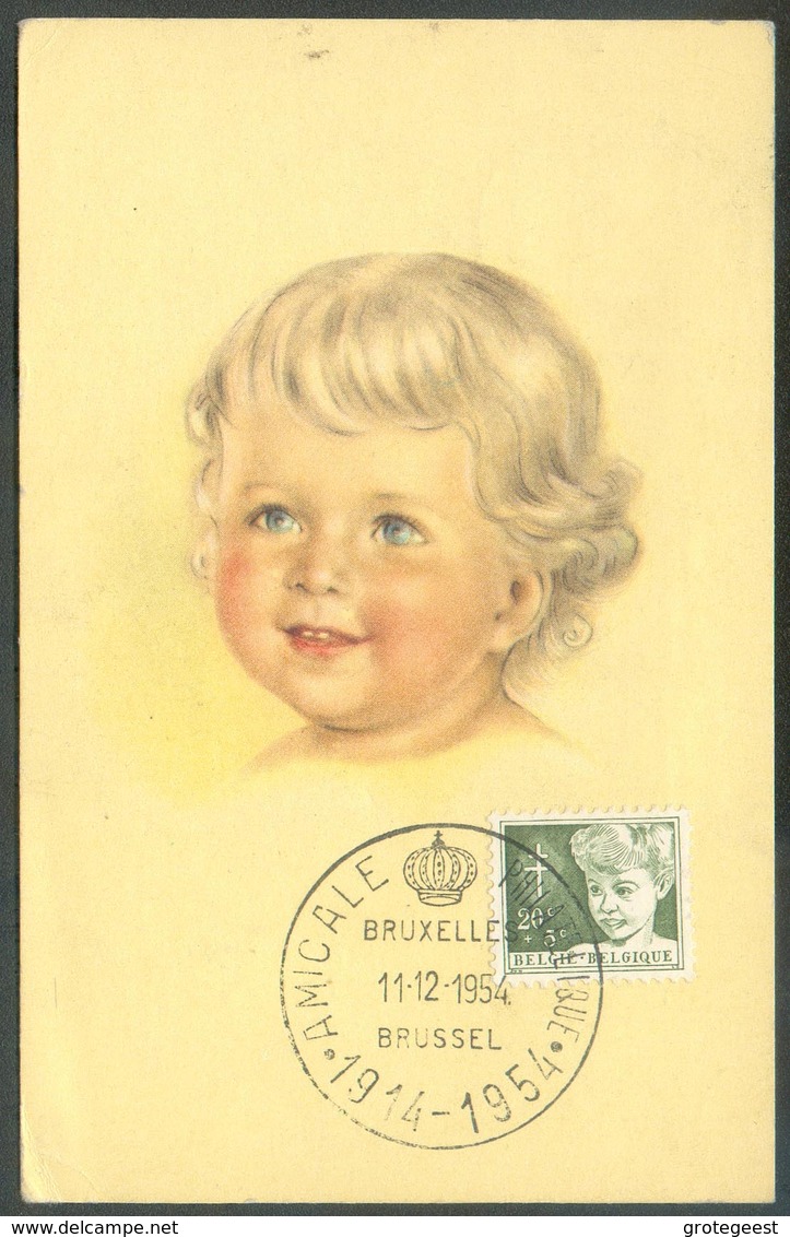 N°955 - 20c. Antituberculeux ENFANT Obl. Sc AMICALE PHILATELIQUE Sur Carte Maximum De BRUXELLES 11-12-1954, Envoyée Avec - 1951-1960