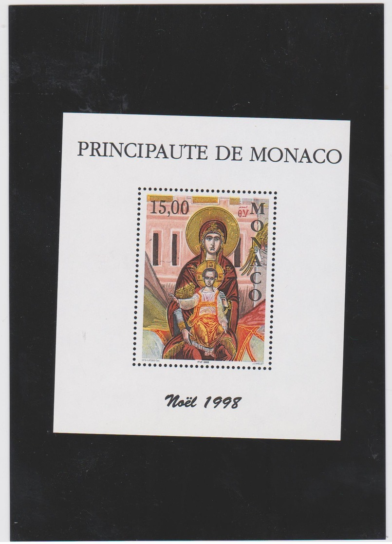 MONACO 1 Bloc Feuillet  Neuf N° YT BF79 -1998 Noel - Vierge à L'enfant - Kerstmis