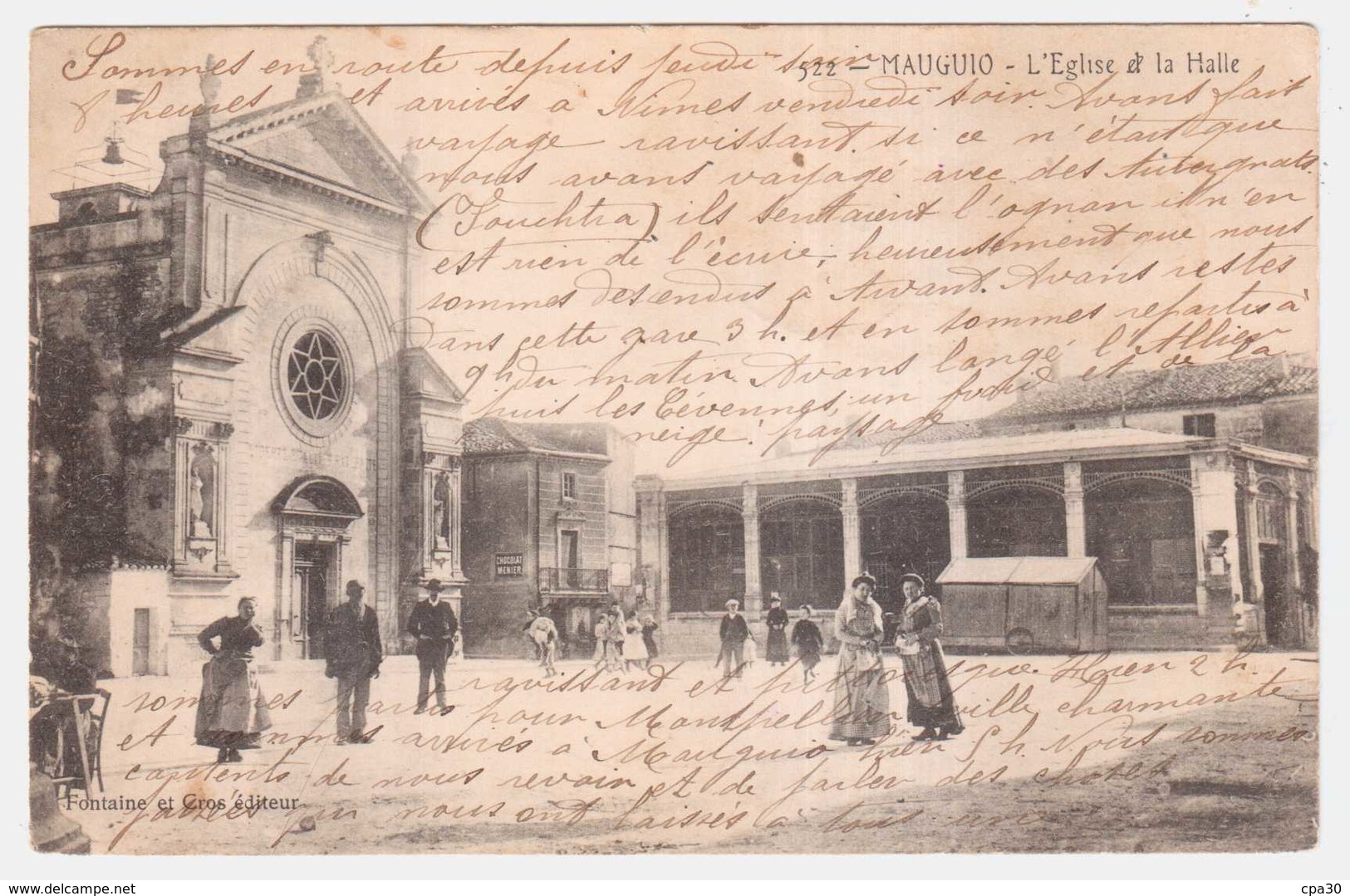 CPA HERAULT.MAUGUIO.L'EGLISE ET LA HALLE - Mauguio