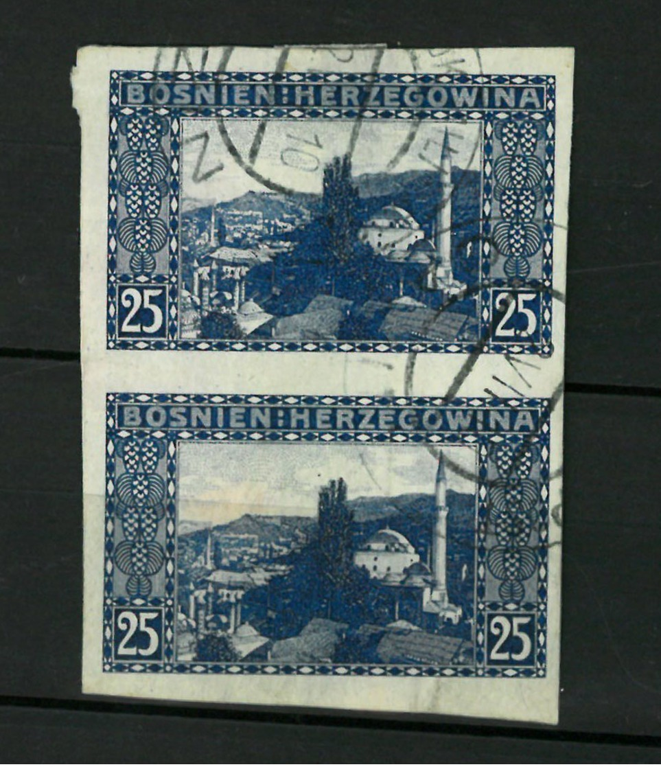 BOSNIA  Austria , 1906, Mi 36,  25H   PAIR  ,IMPERFORATED  VF Used - Bosnia And Herzegovina