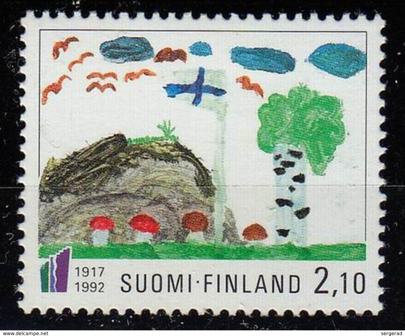 Finland-1992, Picture Of Child, Mushrooms, Mi.1188, MNH** - Paddestoelen