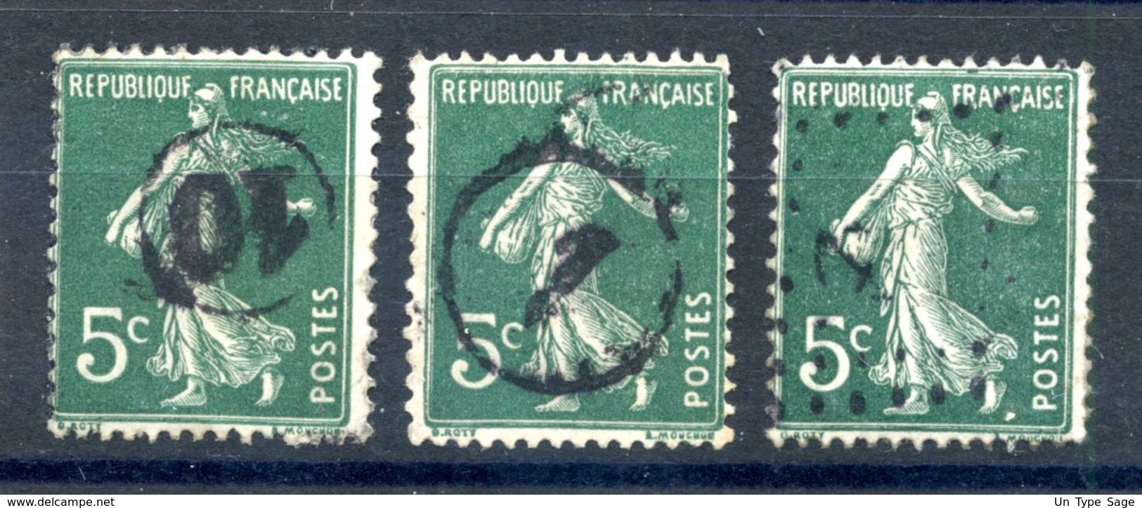 France N°137 Lot De Trois (3) Oblitération Jour De L'an - (F940) - 1906-38 Semeuse Camée