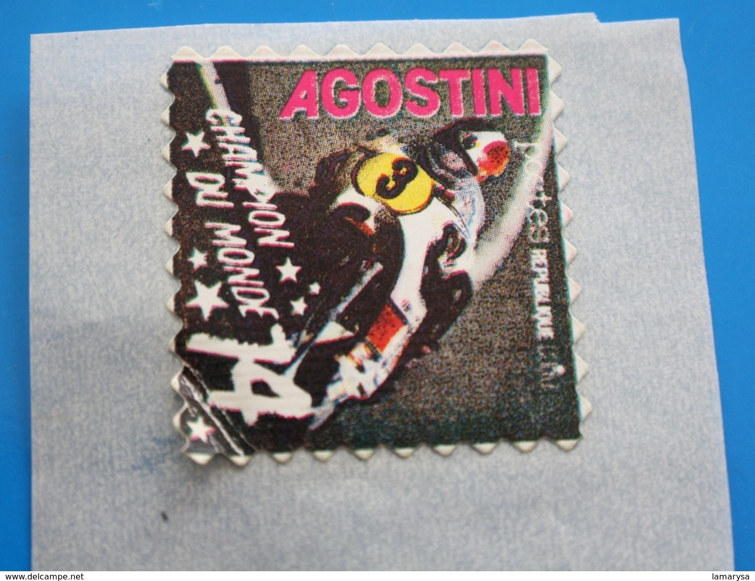 AGOSTINI CHAMPION DU MONDE MOTO 74 Vignette**Autocollant Neuf Erinnophilie,Timbre,stamp,Sticker-Aufkleber-Bollo-Viñeta - Deportes