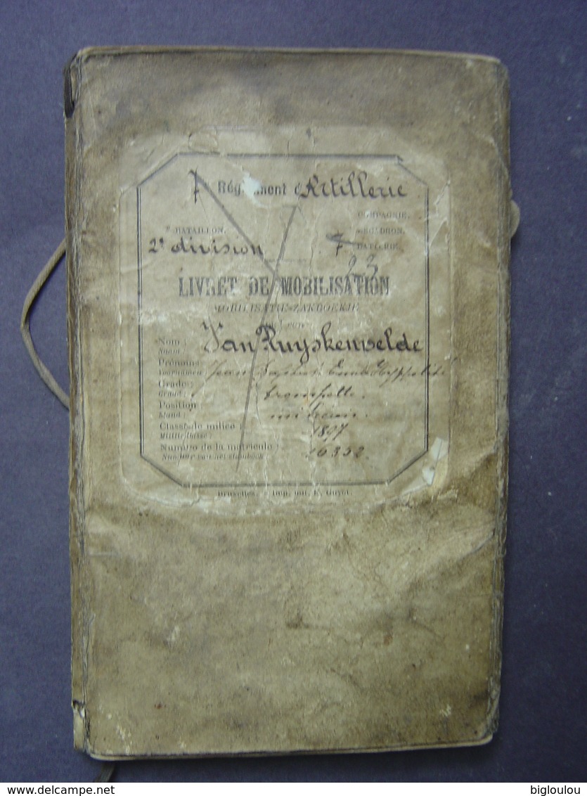 1897 - Armée Belge - Livret De Mobilisation - Avec Etats De Services - Documentos