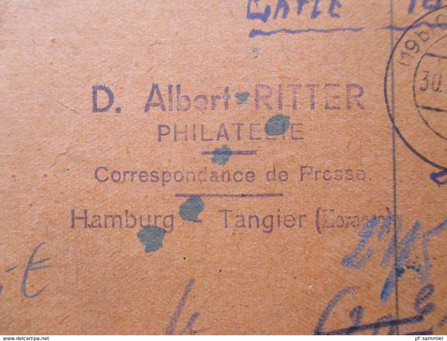 Spanien Kolonie Tanger D. Albert Ritter Philatelie Tangier Luftpost Karte Nach Braunschweig Weitergeleitet Nach Coswig - Marocco Spagnolo