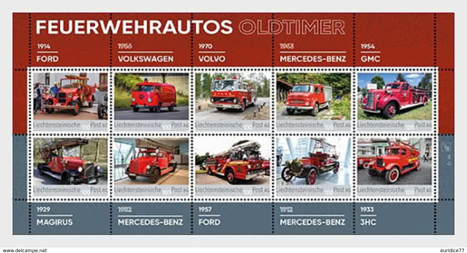 Liechtenstein 2020 - Oldtimer Fire Engines - Collection Sheet Mnh - Neufs