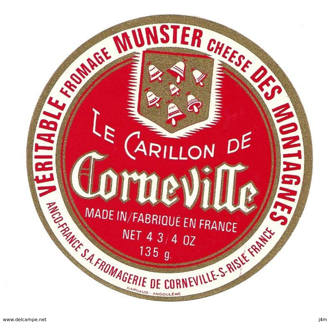 ETIQUETTE De FROMAGE..MUNSTER Des MONTAGNES..Le Carillon De Corneville..ANCO-FRANCE S.A Fromagerie De CORNEVILLE / RISLE - Cheese