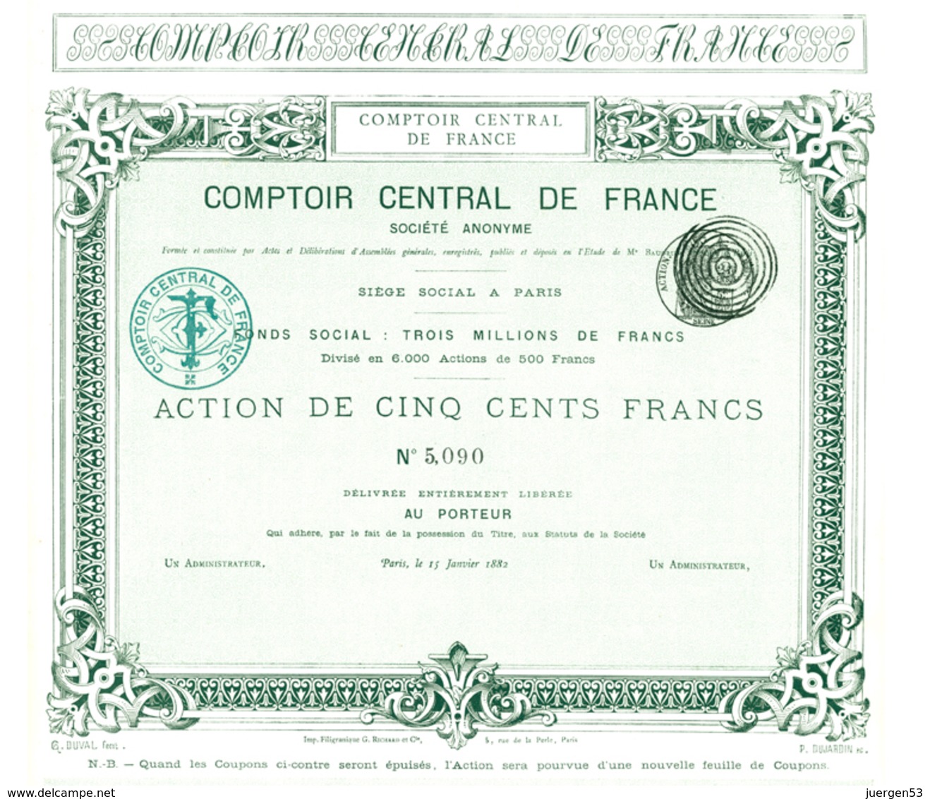 Comptoir Central De France, Vieux G. RICHARD De 1882 - A - C