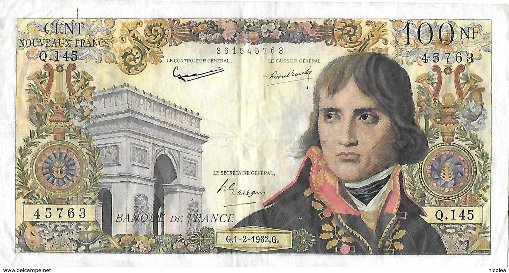 BILLET DE 100 N F 1- 2 -1962,,,, BONAPARTE,,,,, - 100 NF 1959-1964 ''Bonaparte''