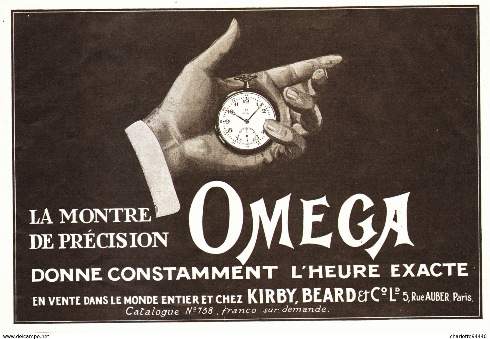 PUB MONTRE " OMEGA " 1921 ( 56 ) - Montres Anciennes