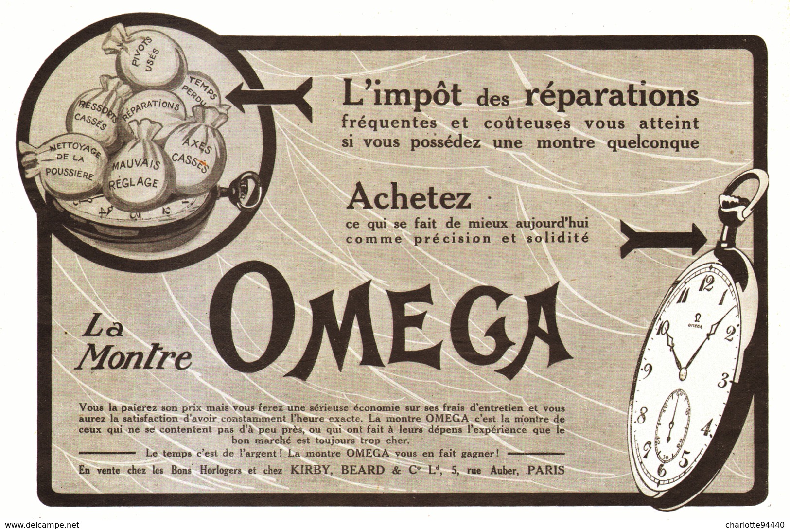 PUB MONTRE " OMEGA " 1921 ( 57 ) - Montres Anciennes