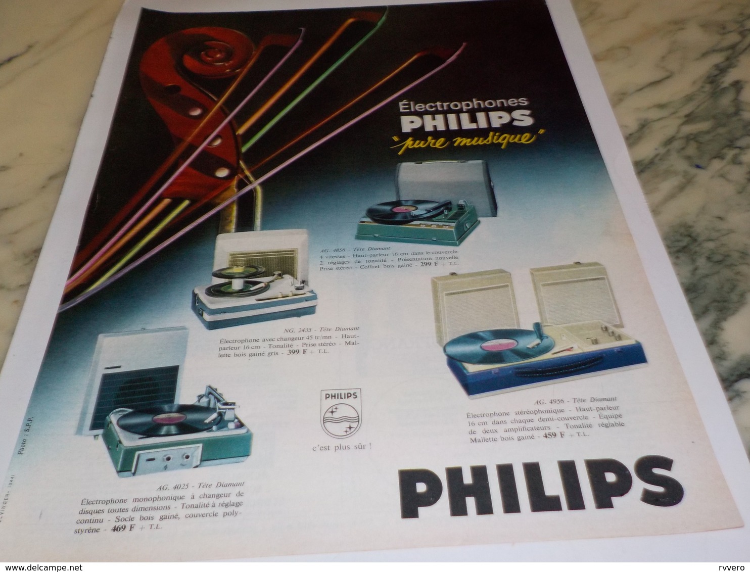 ANCIENNE  PUBLICITE PURE MUSIQUE ELECTROPHONE  PHILIPS 1964 - Autres & Non Classés