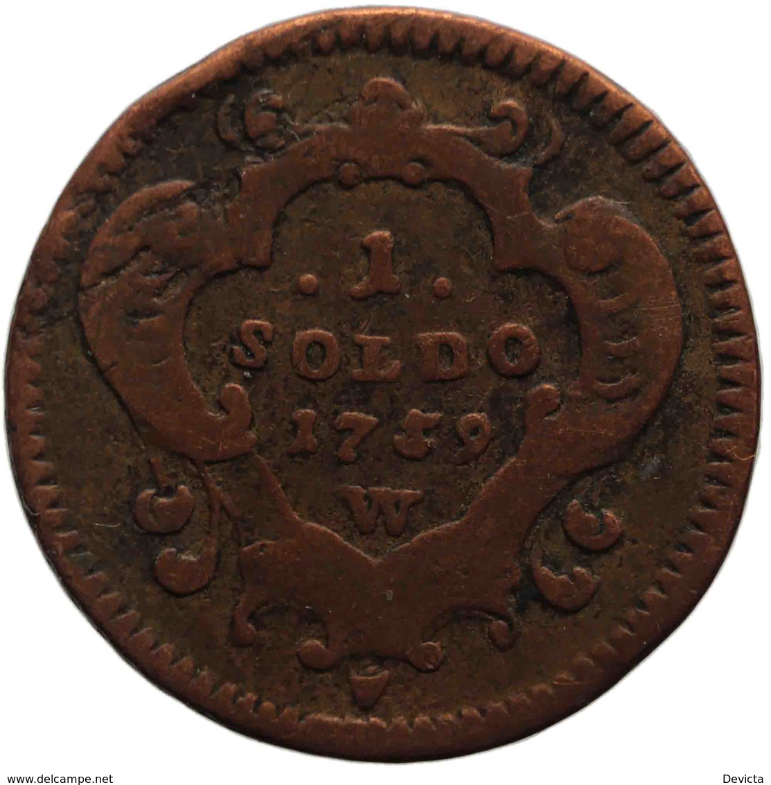 1759 One Soldo County Of Gorizia (Italian States) Maria Theresa Coin - Lehnsgeld