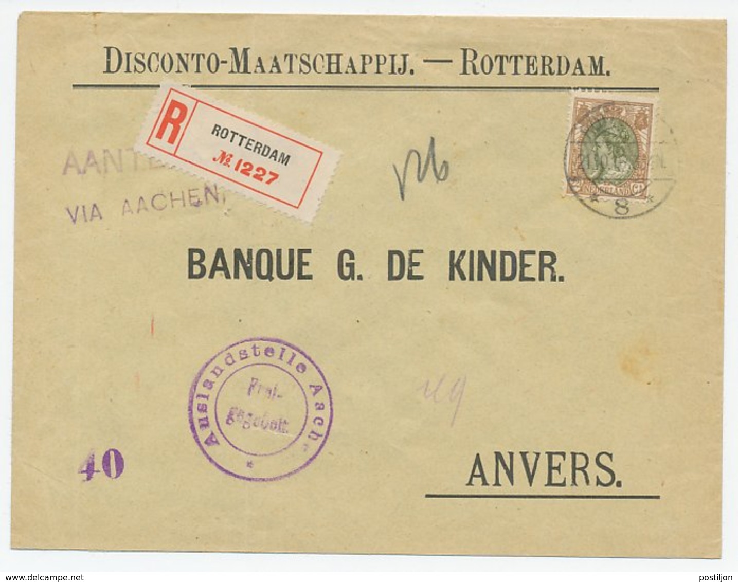 Rotterdam - Via Aachen - Belgie 1916 - Freigegeben - Non Classés