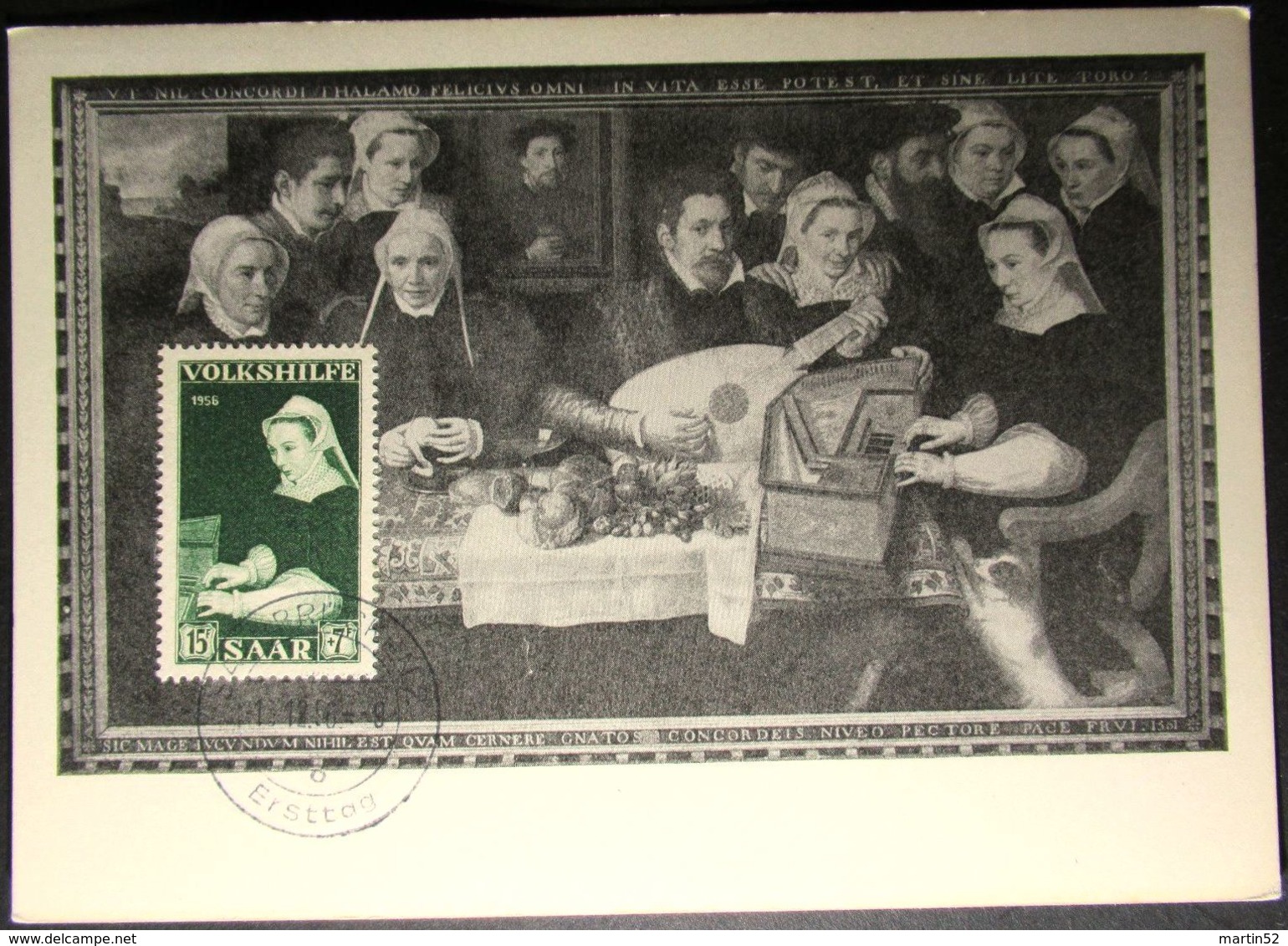 Saar 1956: Frans Floris (1516-1570) Fam.van Berchem (1561) Michel-No.378 Maximumkarte Mit O SAARBRÜCKEN 10.12.56 Ersttag - Cartoline Maximum