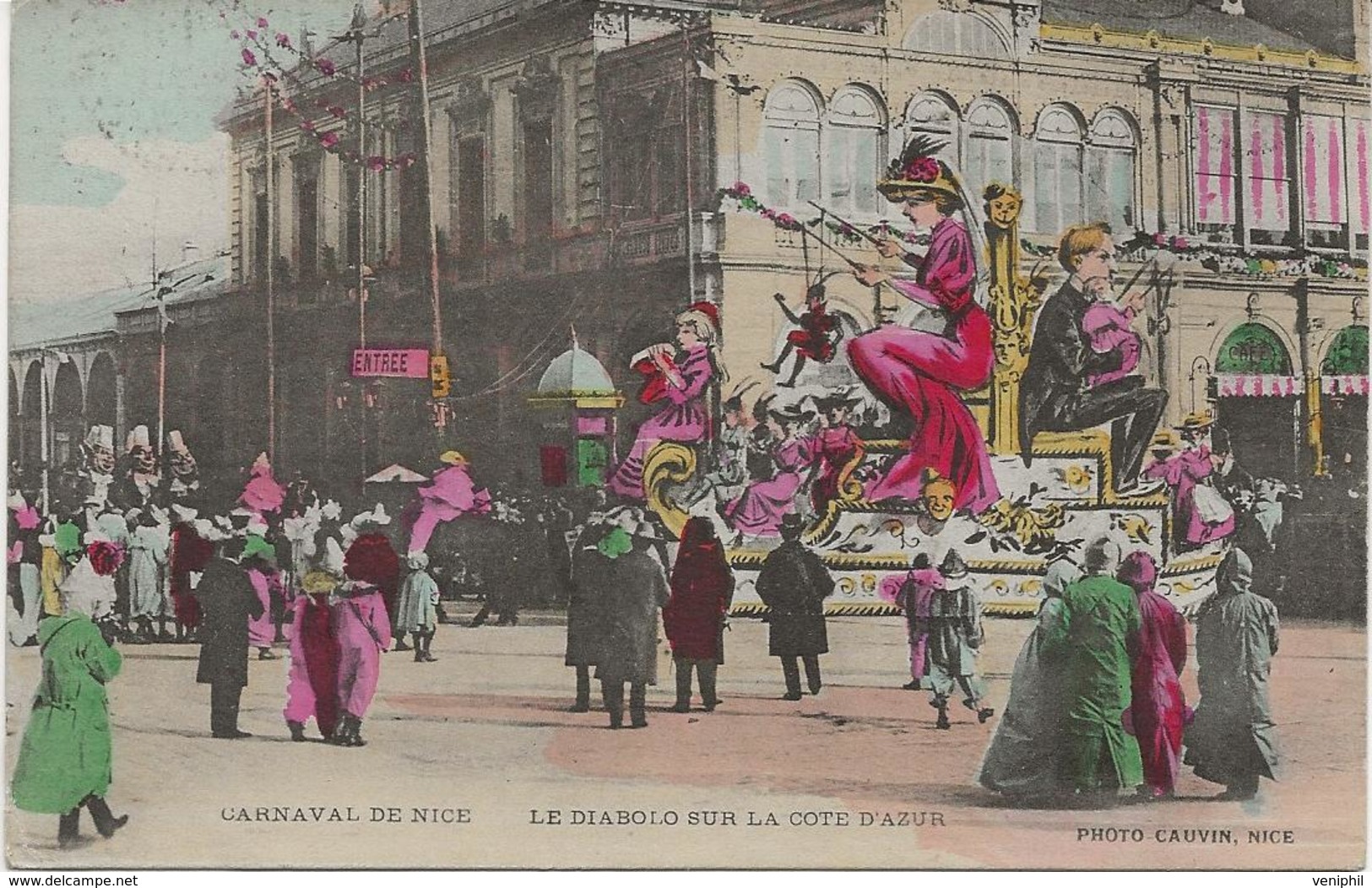 CARTE CARNAVAL DE NICE AFFRANCHIE TIMBRE DE MONACO N° 22 - ANNEE 1908 - Gebraucht