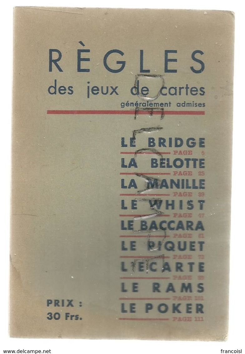 Règles Des Jeux De Cartes Généralement Admises. - Jeux De Société