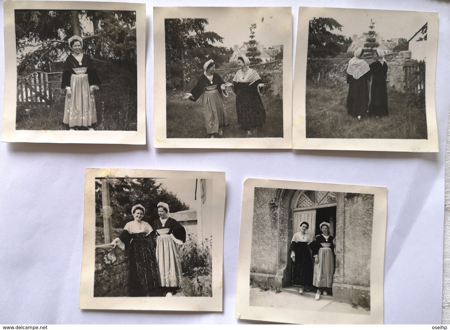 Lot 5 Photos Photographie Ancienne - Photo Folklore Breton Bretagne Coiffe Costume - Anonymous Persons