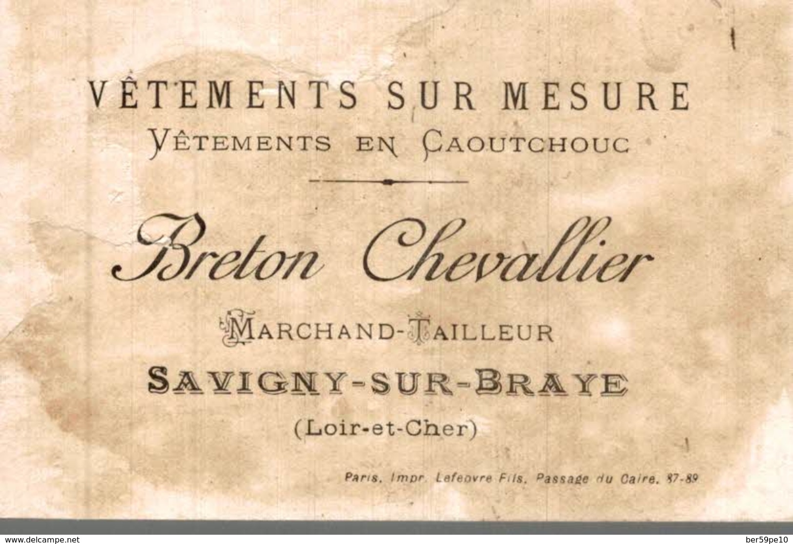 CHROMO  VETEMENTS SUR MESURE BRETON CHEVALIER SAVIGNY-SUR-BRAYE AU PREMIER ARRIVE - Other & Unclassified