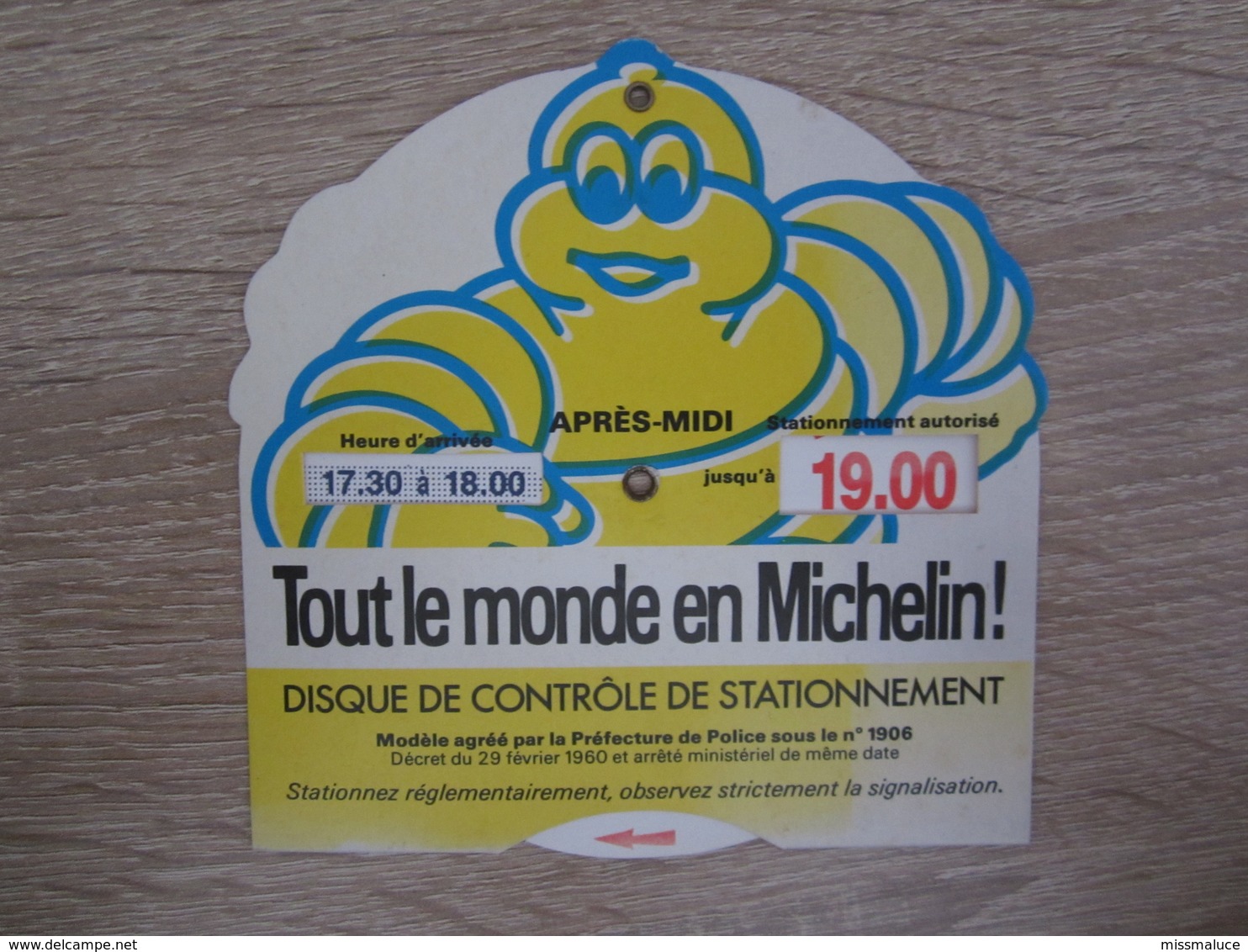 Publicité Disque De Stationnement Michelin Bibendum - Other & Unclassified