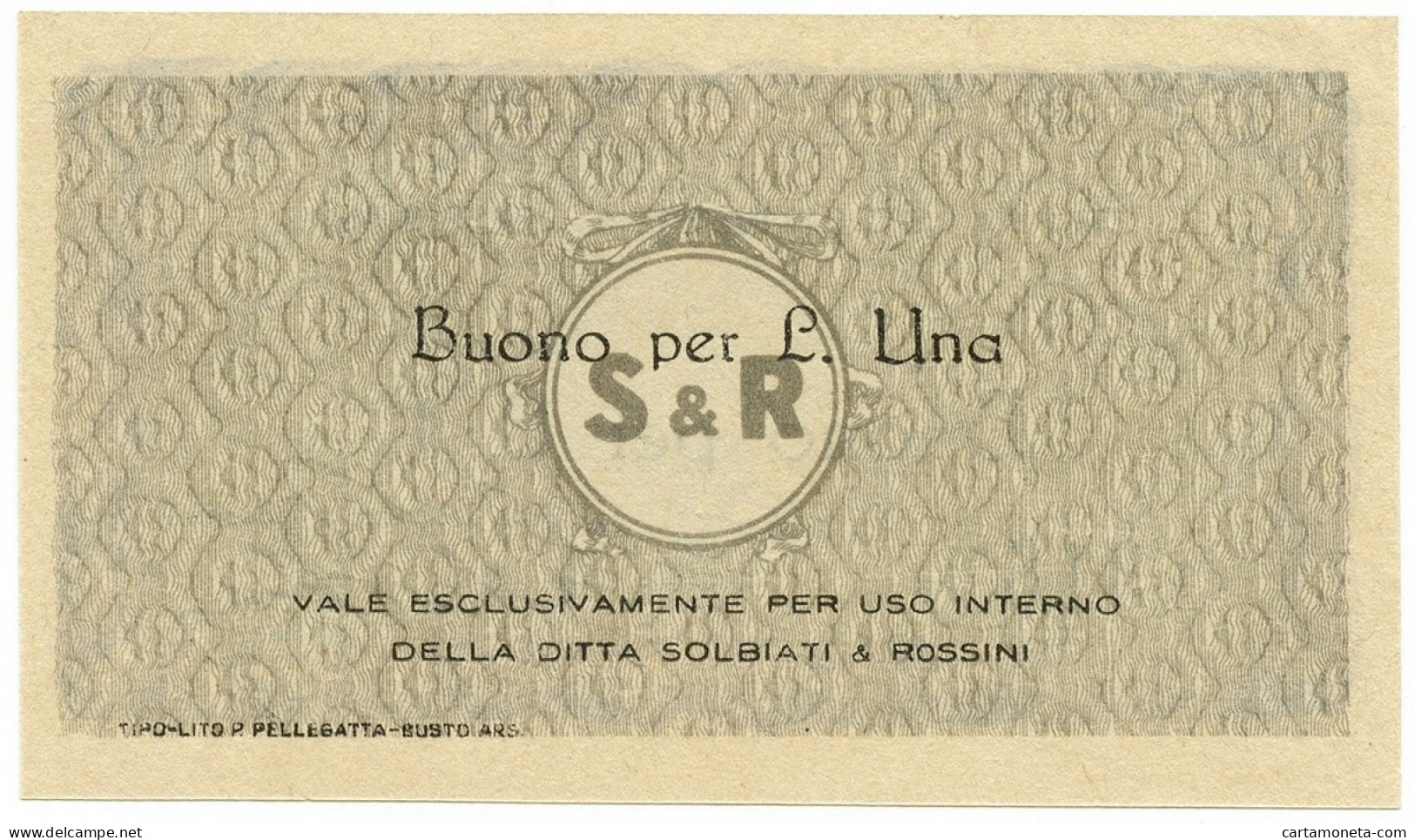 1 LIRA BUONO DITTA SOLBIATI & ROSSINI RSI WWII 1943-1945 QFDS - Altri & Non Classificati