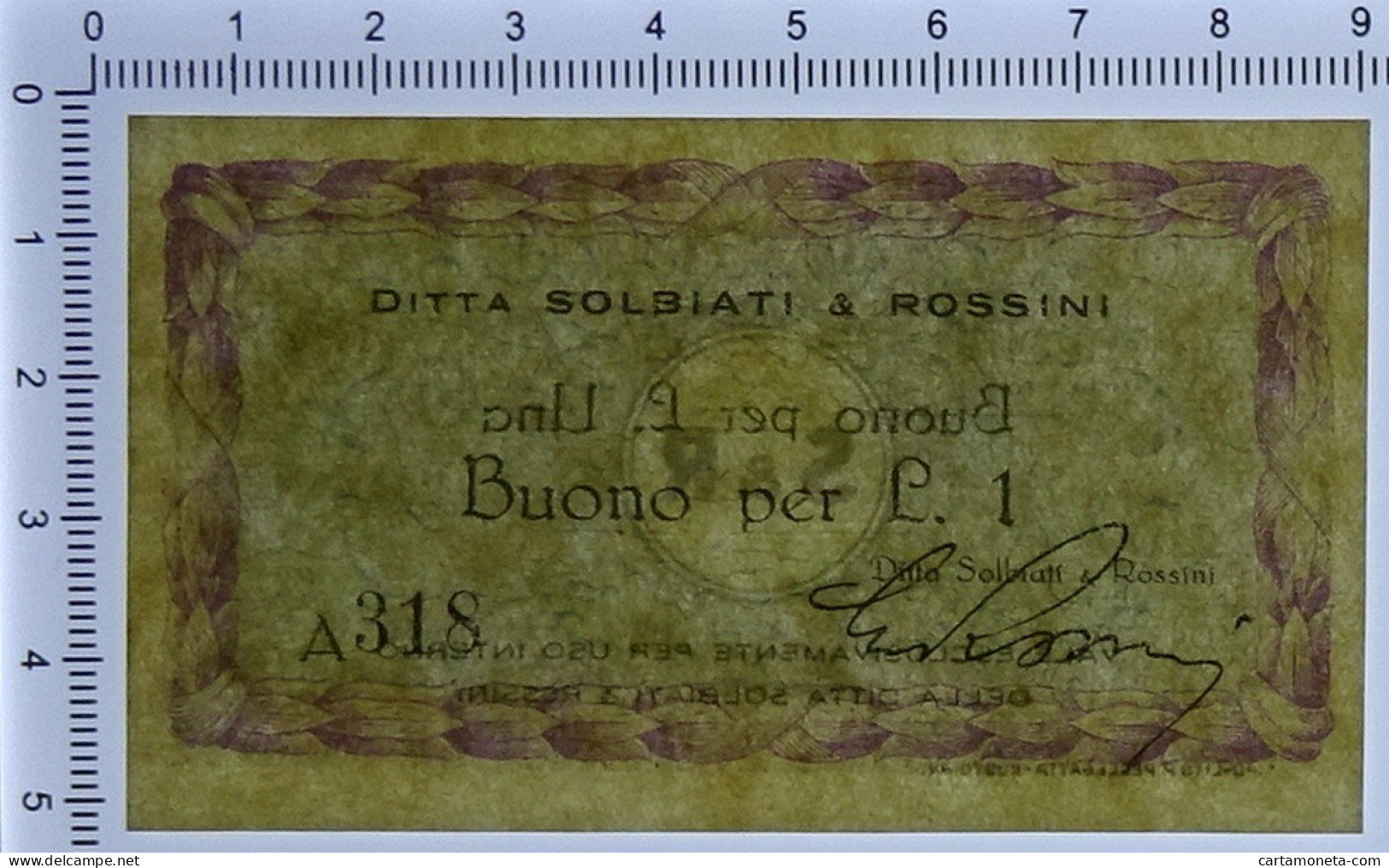 1 LIRA BUONO DITTA SOLBIATI & ROSSINI RSI WWII 1943-1945 QFDS - Altri & Non Classificati