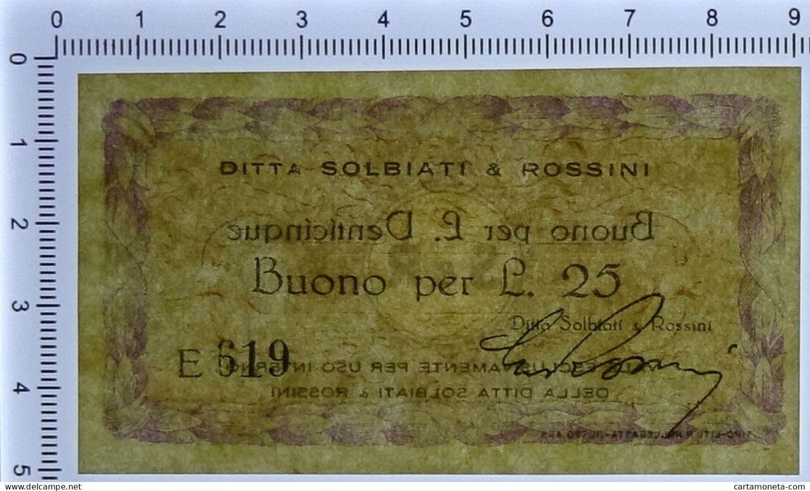 25 LIRE BUONO DITTA SOLBIATI & ROSSINI RSI WWII 1943-1945 FDS - Sonstige & Ohne Zuordnung