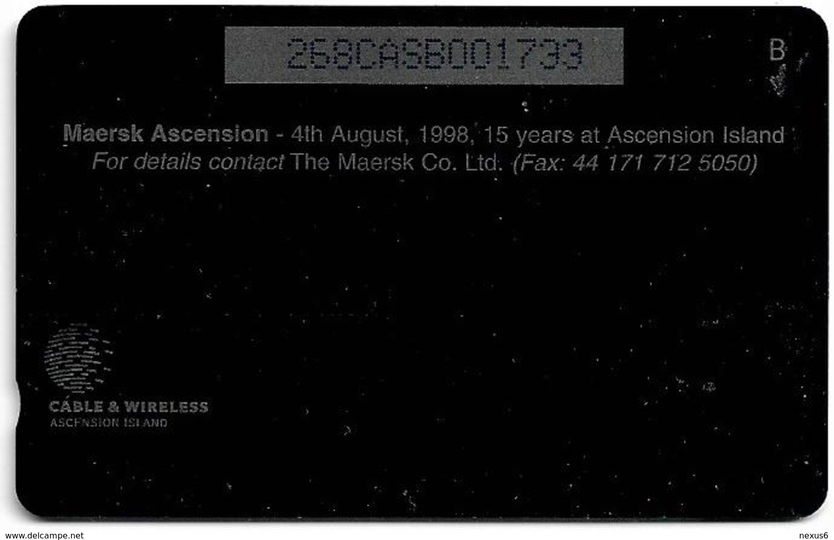 Ascension Island - C&W - GPT - 268CASB - Maersk Ascension, 1998, 5.000ex, Used - Ascension