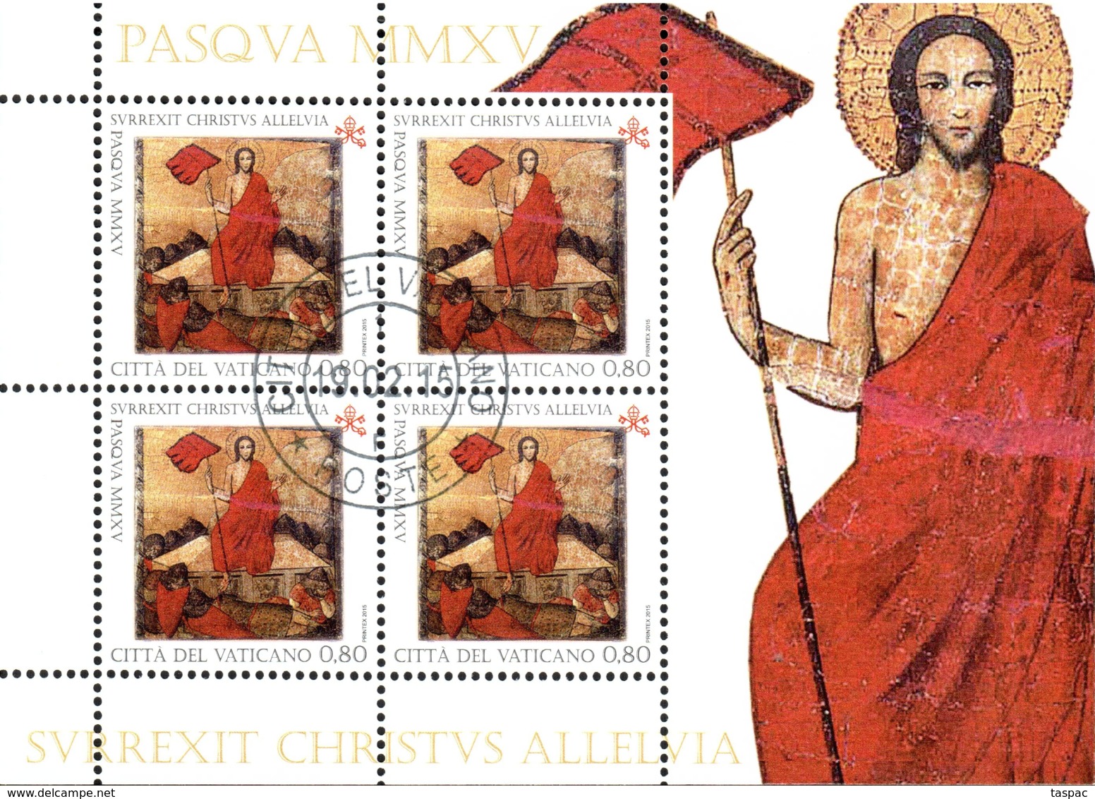 Vatican 2015 Mi# 1833 Kleinbogen Used - Sheet Of 4 (2 X 2) - Easter - Used Stamps