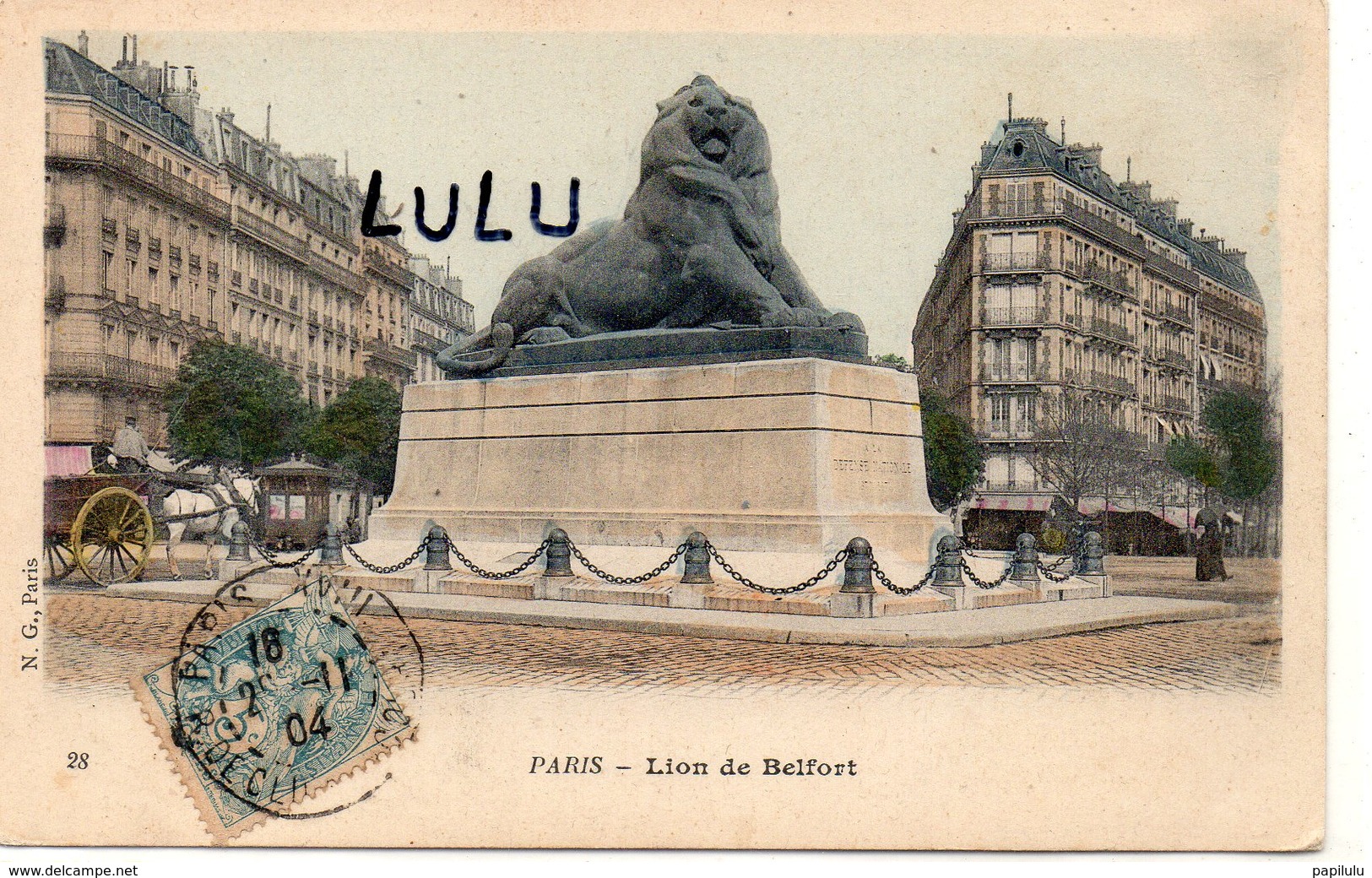 DEPT 75 : Paris 14 : édit.  N G N° 28 : Lion De Belfort - Arrondissement: 14