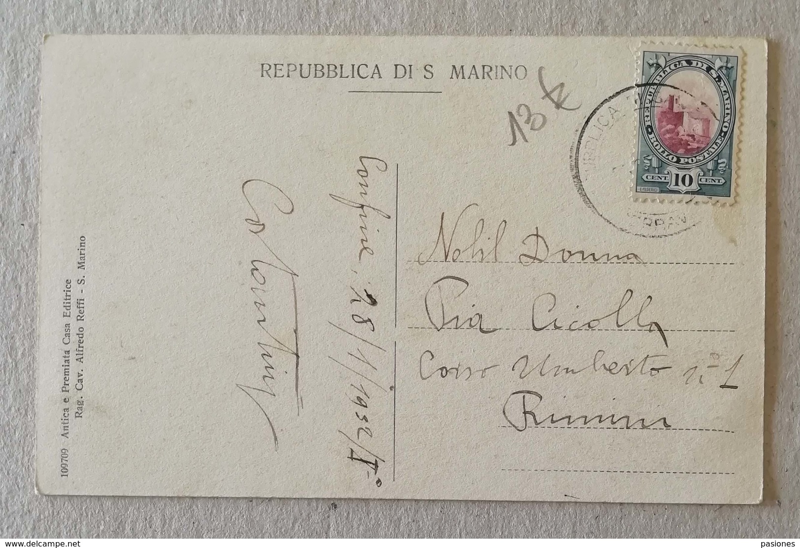 Cartolina Illustrata Repubblica Di San Marino Per Rimini - 28/01/1932 - Brieven En Documenten