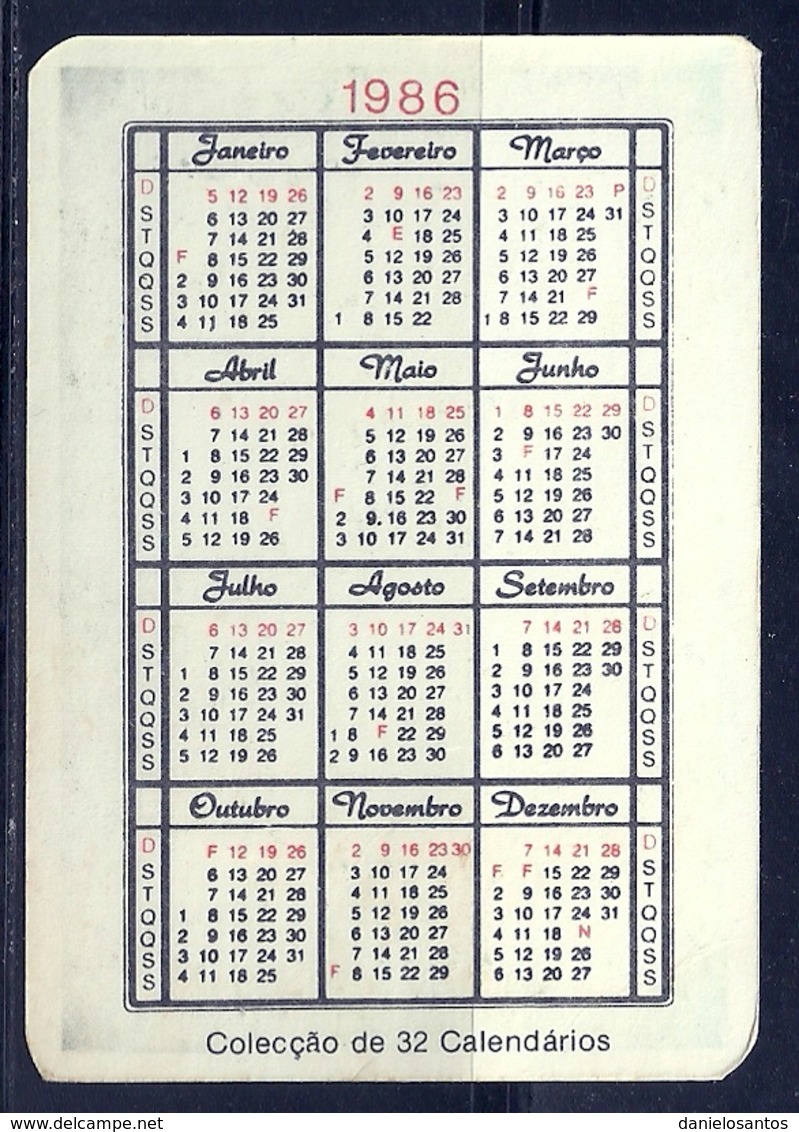 1986 Pocket Calendar Calandrier Calendario Portugal Futebol Soccer Portimonense FC - Grand Format : 1981-90