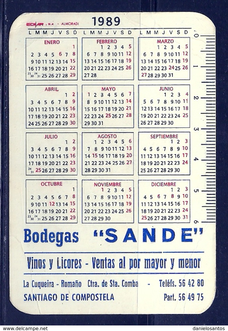 1989 Pocket Calendar Calandrier Calendario Portugal Futebol Soccer Spain Real Madrid - Grand Format : 1981-90