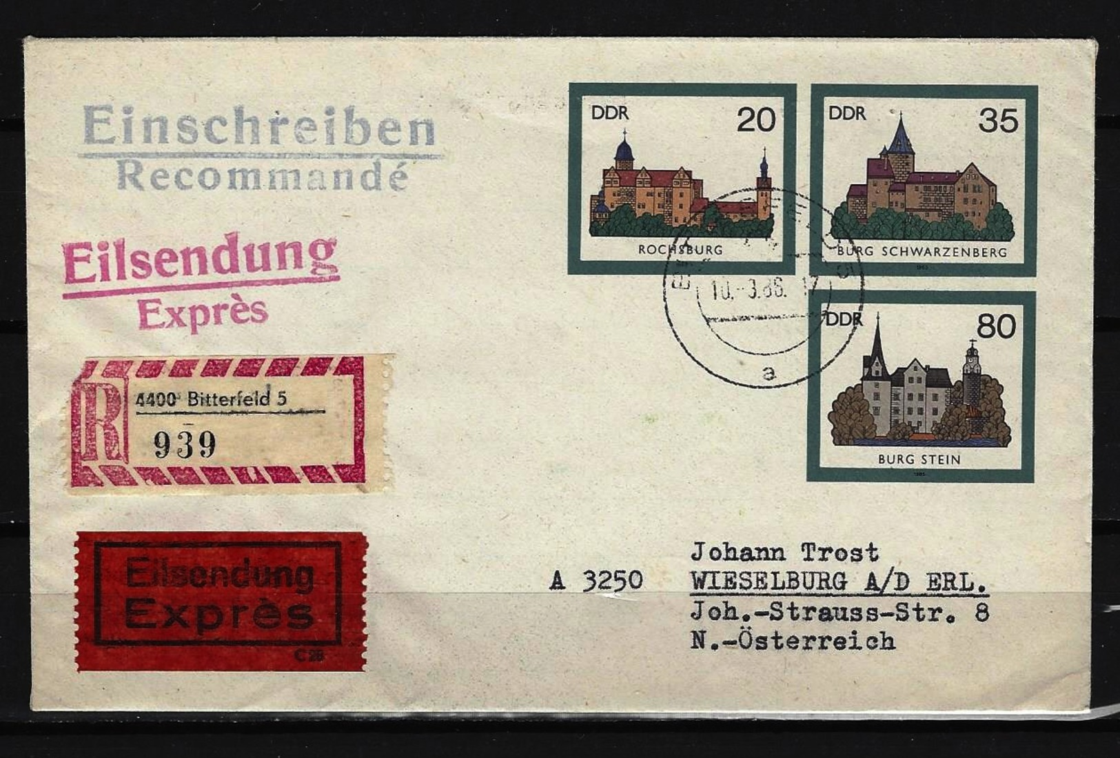 DDR - RECO-EXPRESS Beleg Umschlag Mi-Nr. U1 Stempel BITTERFELD - Sonstige & Ohne Zuordnung