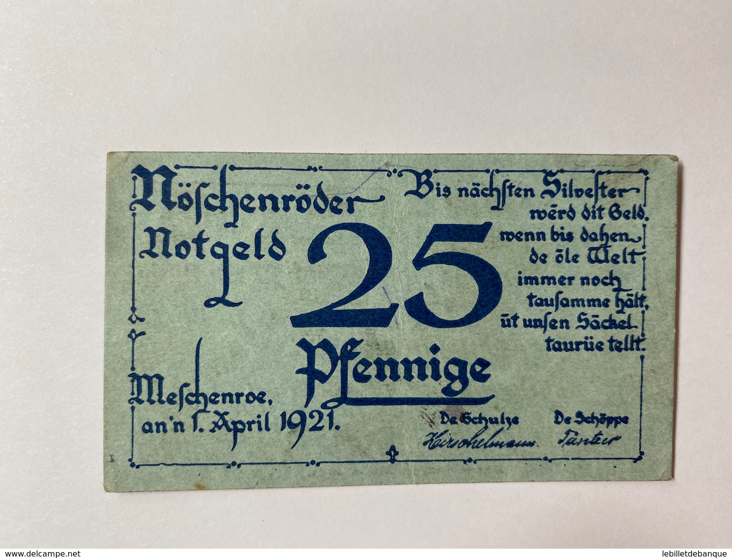 Allemagne Notgeld Moschenroder 25 Pfennig - Collections